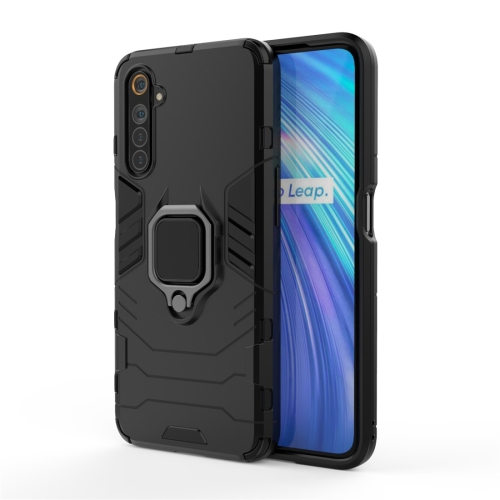 

For OPPO Realme 6 PC + TPU Shockproof Protective Case with Magnetic Ring Holder(Black)