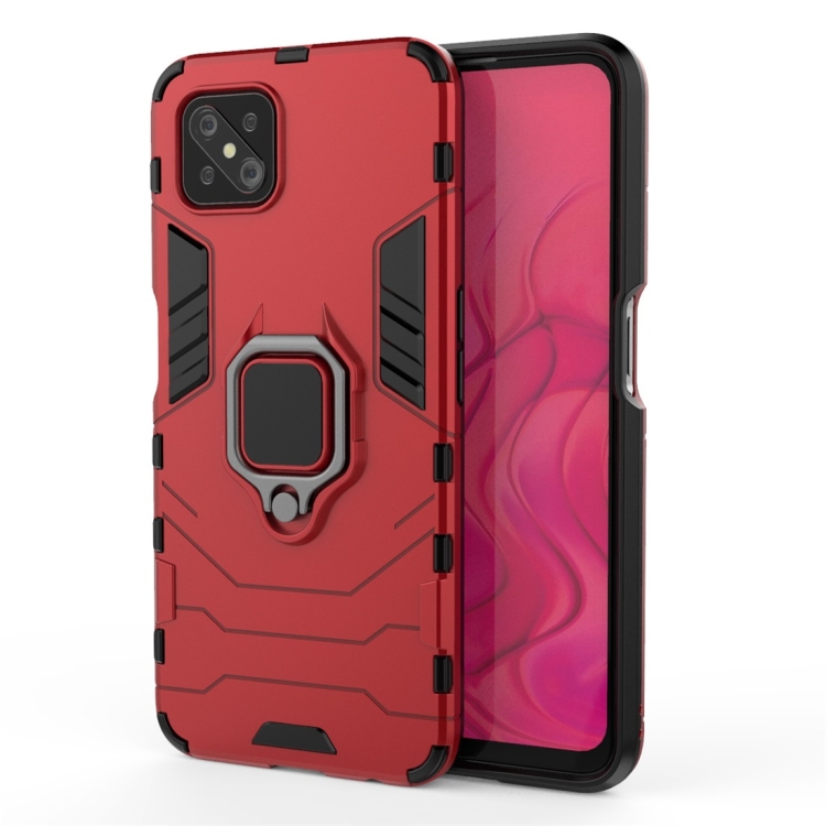 

For OPPO A92s PC + TPU Shockproof Protective Case with Magnetic Ring Holder(Red)