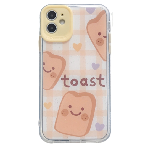 

For iPhone 11 Pro Fine Hole Series TPU + Acrylic Anti-fall Smiley Toast Pattern Phone Protective Case