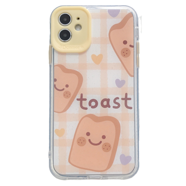 

For iPhone 11 Pro Max Fine Hole Series TPU + Acrylic Anti-fall Smiley Toast Pattern Phone Protective Case