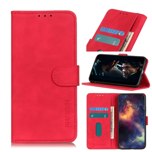 

For Samsung Galaxy A21s KHAZNEH Retro Texture PU + TPU Horizontal Flip Leather Case with Holder & Card Slots & Wallet(Red)