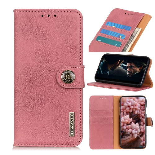 

For Doogee N20 / Y9 Plus KHAZNEH Cowhide Texture Horizontal Flip Leather Case with Holder & Card Slots & Wallet(Pink)