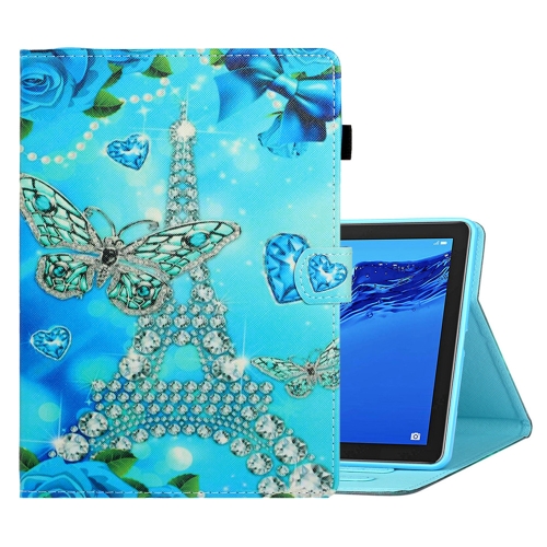 

For Huawei MediaPad M5 lite Coloured Drawing Horizontal Flip Leather Case with Holder & Card Slot & Sleep / Wake-up Function(Butterfly Tower)