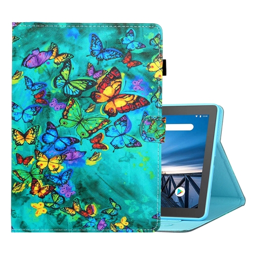 

For Lenovo Tab M10 TB-X605F / X505 Coloured Drawing Horizontal Flip Leather Case with Holder & Card Slot(Green Butterfly)