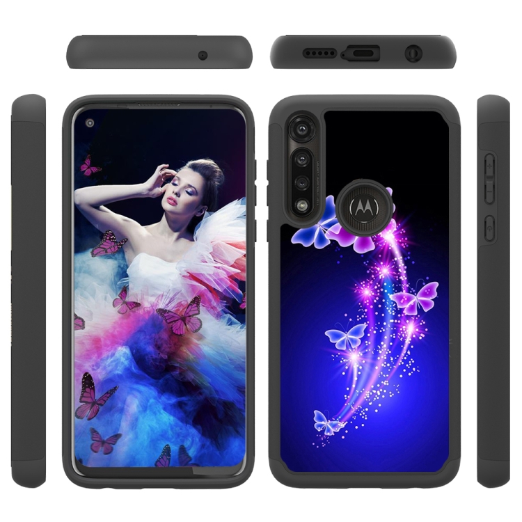 

For Motorola Moto G Power Coloured Drawing Pattern PU Skinny + TPU Protective Case(Two Butterflies)