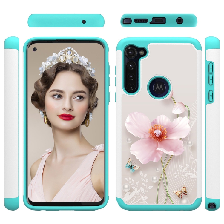 

For Motorol Moto G Stylus / G8 Stylus Coloured Drawing Pattern PU Skinny + TPU Protective Case(Pearl Flower)