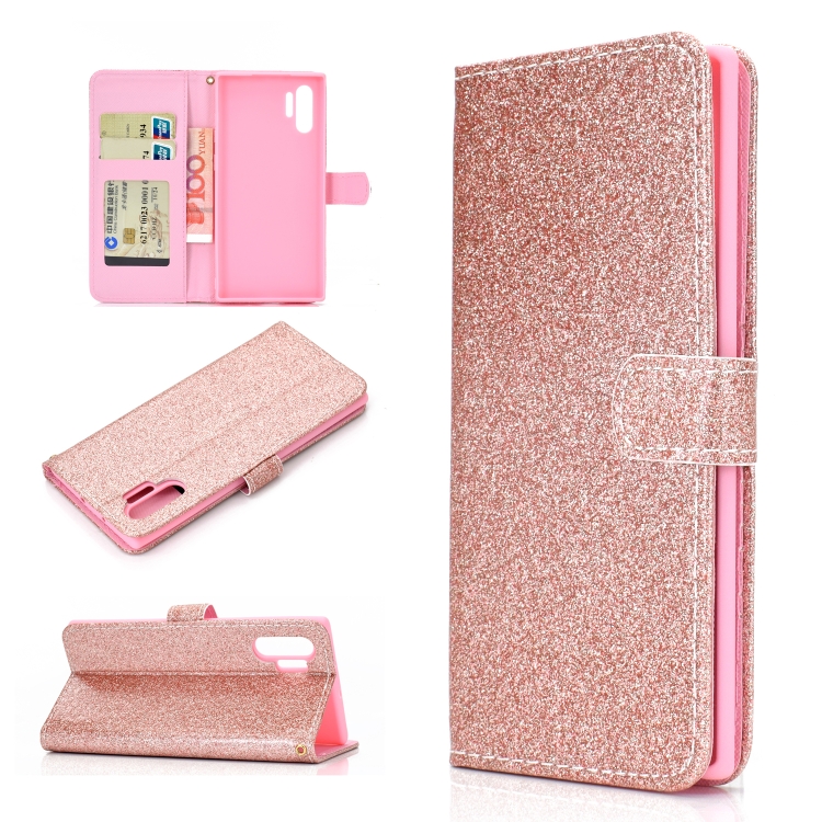 

For Samsung Galaxy Note 10 Pro Glitter Powder Horizontal Flip Leather Case with Card Slots & Holder & Photo Frame & Wallet(Rose Gold)