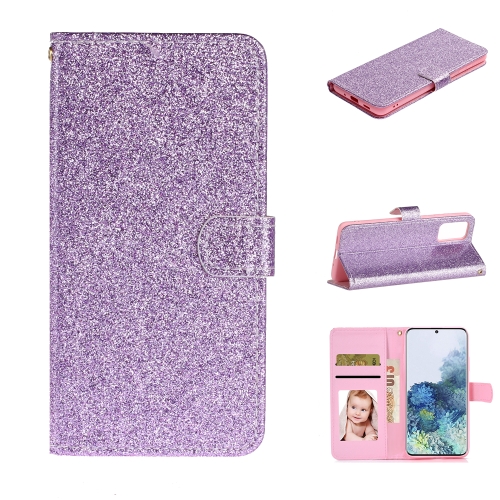 

For Samsung Galaxy S20 Glitter Powder Horizontal Flip Leather Case with Card Slots & Holder & Photo Frame & Wallet(Purple)