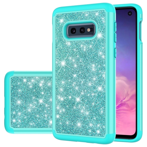 

For Samsung Galaxy S10e Glitter Powder Contrast Skin Shockproof Silicone + PC Protective Case(Green)