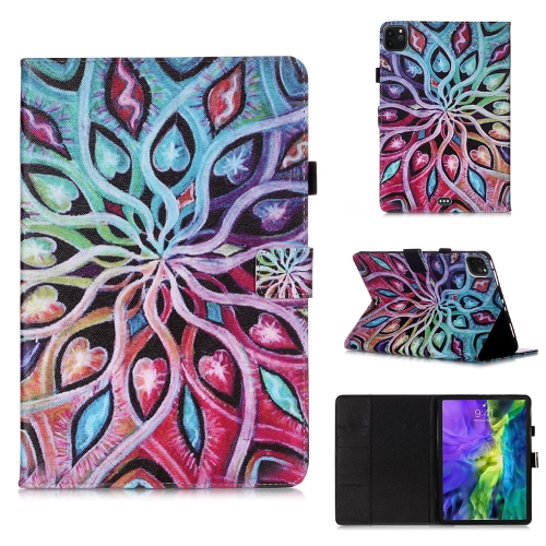 

For iPad Pro 11 (2020) Colored Drawing Horizontal Flip Leather Case, with Sleep / Wake-up Function & Holder & Card Slo & Wallet(Spread Flower)