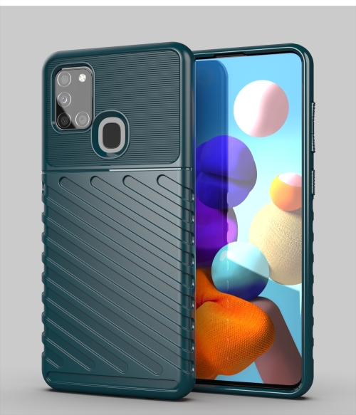 

For Samsung Galaxy A21S Thunderbolt Shockproof TPU Protective Soft Case(Green)