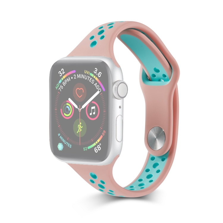 

For Apple Watch Series 5 & 4 40mm / 3 & 2 & 1 38mm Little Waist Two-colors Replacement Wrist Strap Watchband(Pink Green)