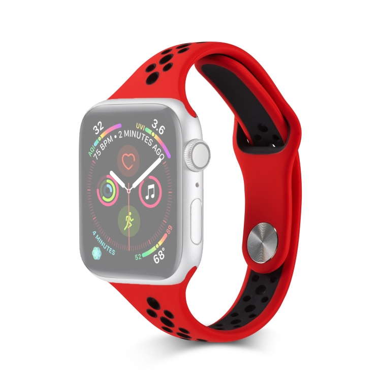 

For Apple Watch Series 5 & 4 44mm / 3 & 2 & 1 42mm Little Waist Two-colors Replacement Wrist Strap Watchband(Red Black)