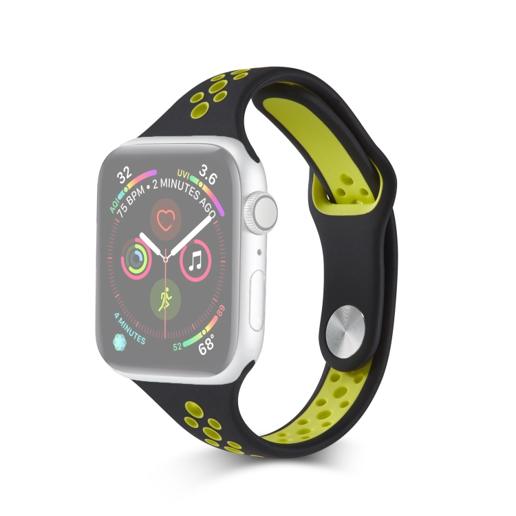 

For Apple Watch Series 6 & SE & 5 & 4 44mm / 3 & 2 & 1 42mm Little Waist Two-colors Replacement Wrist Strap Watchband(Black Green)