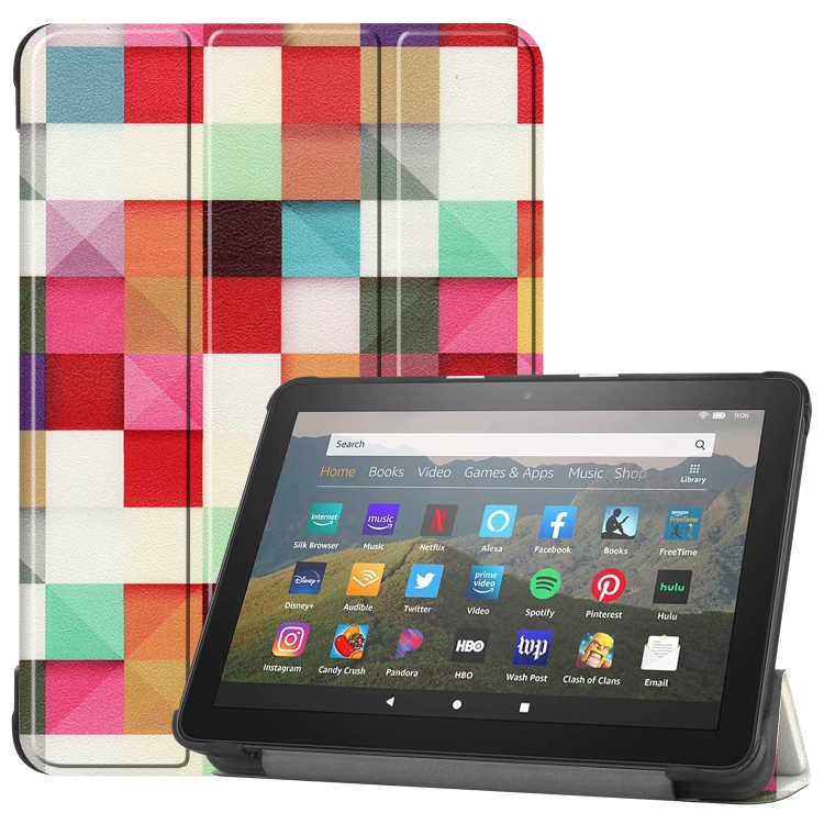 

For Kindle Fire HD 8 (2020) Colored Drawing Horizontal Flip Leather Case, with Three-folding Holder & Wake-up / Sleep Function(Magic Cube)