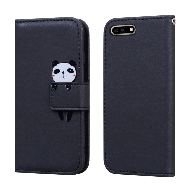 

For Huawei Y6(2018) Cartoon Animal Horizontal Flip Leather Case with Holder & Card Slots & Wallet(Black + Panda)
