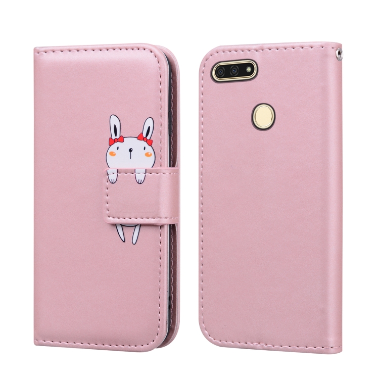 

For Huawei Honor 7A Cartoon Animal Horizontal Flip Leather Case with Holder & Card Slots & Wallet(Pink + Rabbit)