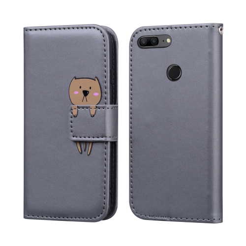 

For Huawei Honor 9 Lite Cartoon Animal Horizontal Flip Leather Case with Holder & Card Slots & Wallet(Grey + Dog)