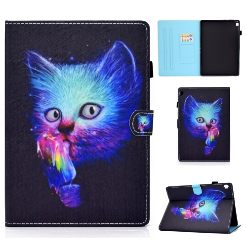 

For Lenovo Tab M10 HD TB-X505F Colored Drawing Stitching Horizontal Flip Leather Case, with Holder & Card Slots & Sleep / Wake-up Function(Super Cat)