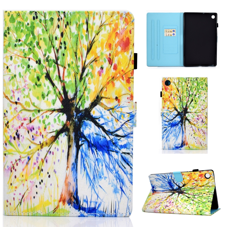 

For Lenovo Tab M10 Plus TB-X606F Colored Drawing Stitching Horizontal Flip Leather Case, with Holder & Card Slots & Sleep / Wake-up Function(Colorful Tree)