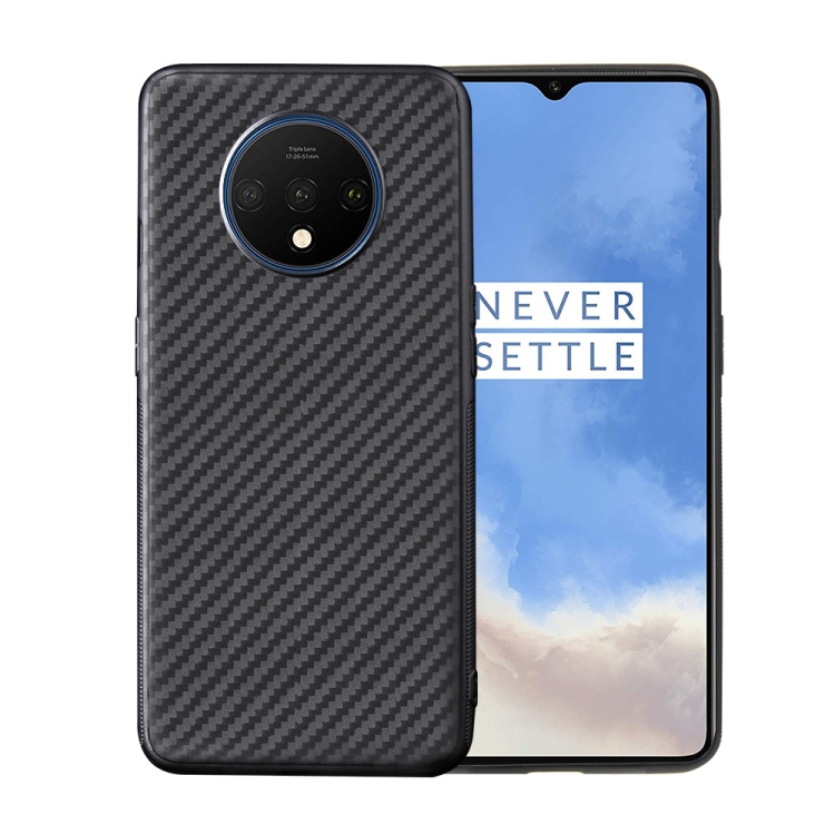 

For OnePlus 7T Carbon Fiber Texture Shockproof TPU Protective Case(Black)