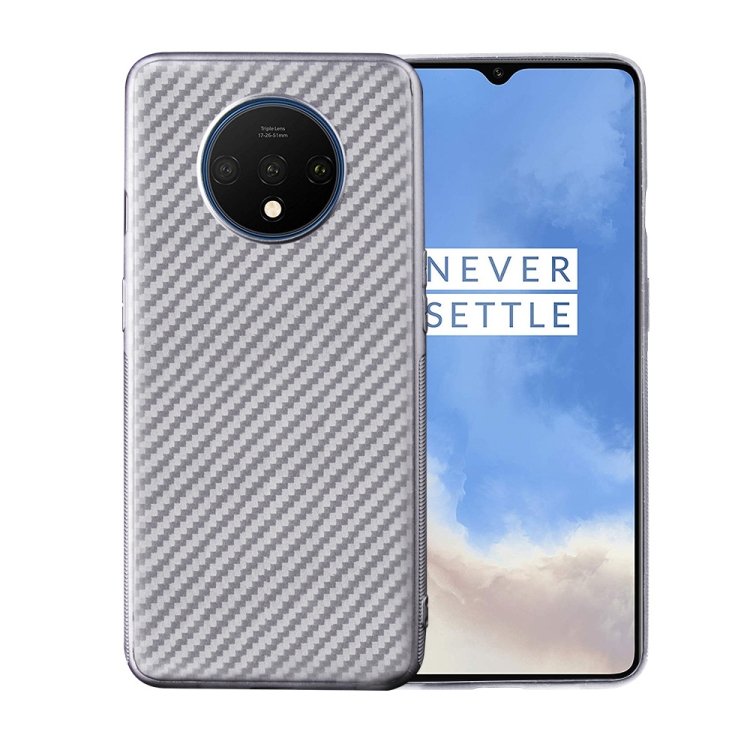 

For OnePlus 7T Carbon Fiber Texture Shockproof TPU Protective Case(Silver)