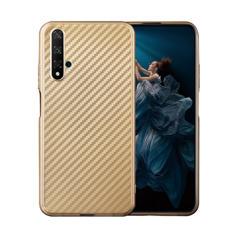 

For Huawei Honor 20 Carbon Fiber Texture Shockproof TPU Protective Case(Gold)