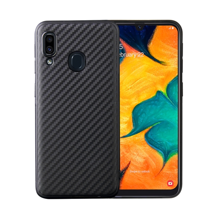 

For Samsung Galaxy A20e Carbon Fiber Texture Shockproof TPU Protective Case(Black)
