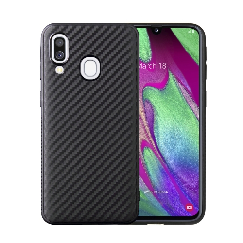 

For Samsung Galaxy A40 Carbon Fiber Texture Shockproof TPU Protective Case(Black)