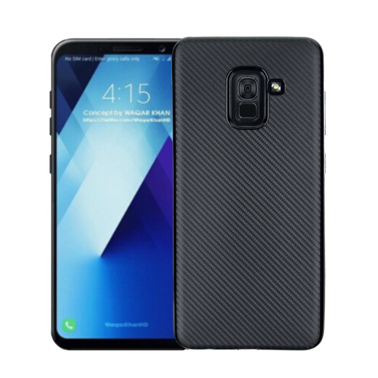 

For Samsung Galaxy A8+ (2018) Carbon Fiber Texture Shockproof TPU Protective Case(Black)