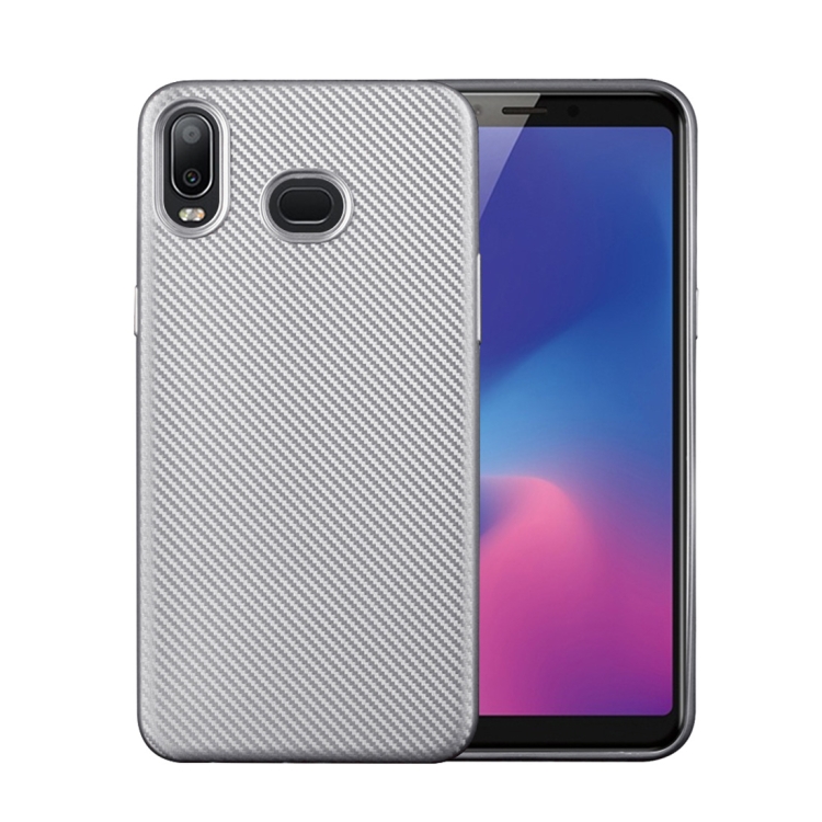 

For Samsung Galaxy A6s Carbon Fiber Texture Shockproof TPU Protective Case(Silver)
