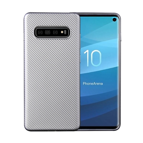 

For Samsung Galaxy S10+ Carbon Fiber Texture Shockproof TPU Protective Case(Silver)