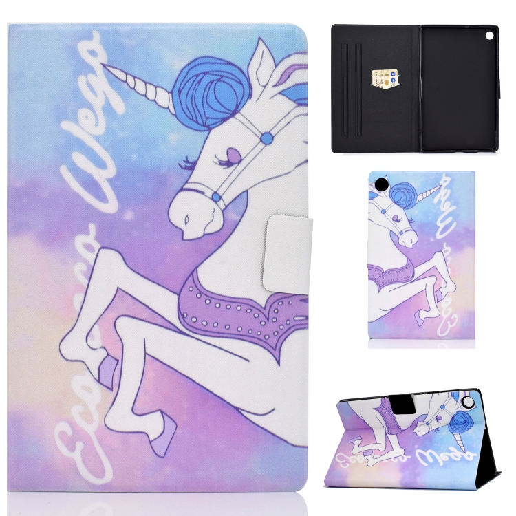 

For Lenovo Tab M10 Plus TB-X606F Colored Drawing Horizontal Flip Leather Case with Holder & Card Slots & Sleep / Wake-up Function(Pink Horse)