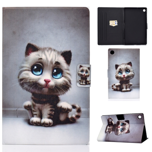 

For Lenovo Tab M10 Plus TB-X606F Colored Drawing Horizontal Flip Leather Case with Holder & Card Slots & Sleep / Wake-up Function(Pet Cat)