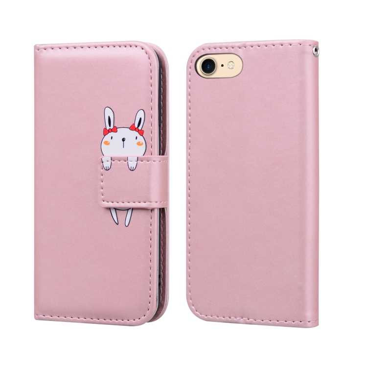 

For iPhone 8 / 7 Cartoon Animal Horizontal Flip Leather Case with Holder & Card Slots & Wallet(Pink + Rabbit)