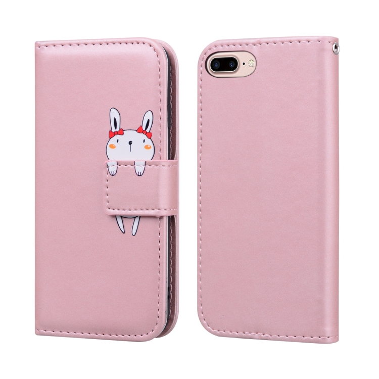 

For iPhone 8 Plus / 7 Plus Cartoon Animal Horizontal Flip Leather Case with Holder & Card Slots & Wallet(Pink + Rabbit)