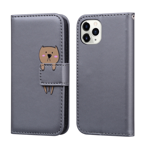 

For iPhone 11 Pro Max Cartoon Animal Horizontal Flip Leather Case with Holder & Card Slots & Wallet(Grey + Dog)