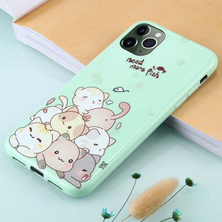 

For iPhone 11 Pro Max TPU Mobile Phone Case(Bright Green Jagged Cats)