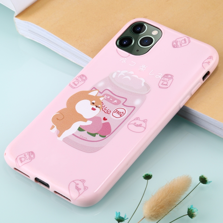 

For iPhone 11 Pro TPU Mobile Phone Case(Glitter Peach Shiba Inu)