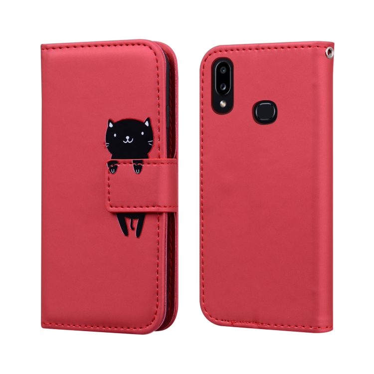 

For Samsung Galaxy A10s Cartoon Animal Horizontal Flip Leather Case with Holder & Card Slots & Wallet(Red + Pig)