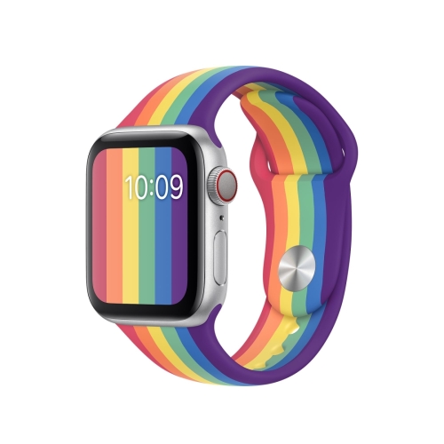 

For Apple Watch Series 6 & SE & 5 & 4 44mm / 3 & 2 & 1 42mm Rainbow Silicone Watchband