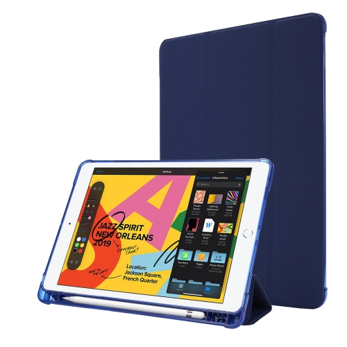 

For iPad 10.2 Airbag Horizontal Flip Leather Case with Three-fold Holder & Pen Holder(Dark Blue)