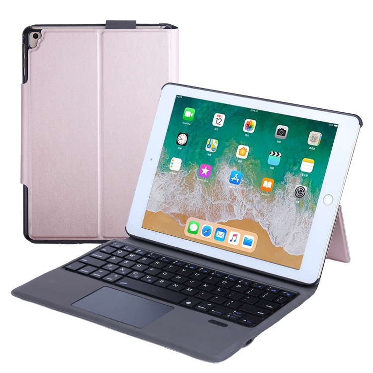 

T1091 For iPad 2018 & 2017 / Pro 9.7 / Air 2 / Air Ultra-thin Integrated Touch Bluetooth Keyboard + Lambskin Texture PU Leather Protective Case with Bracket(Rose Gold)