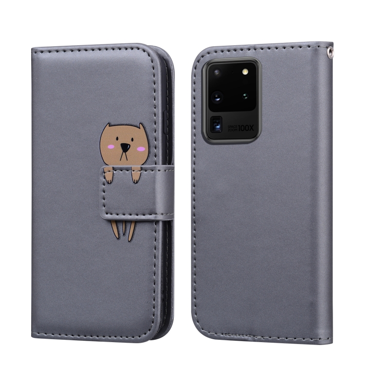 

For Samsung Galaxy S20 Ultra Cartoon Animal Horizontal Flip Leather Case with Holder & Card Slots & Wallet(Grey + Dog)
