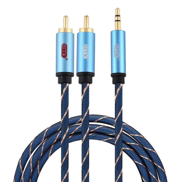 

EMK 3.5mm Jack Male to 2 x RCA Male Gold Plated Connector Speaker Audio Cable, Cable Length:1.5m(Dark Blue)