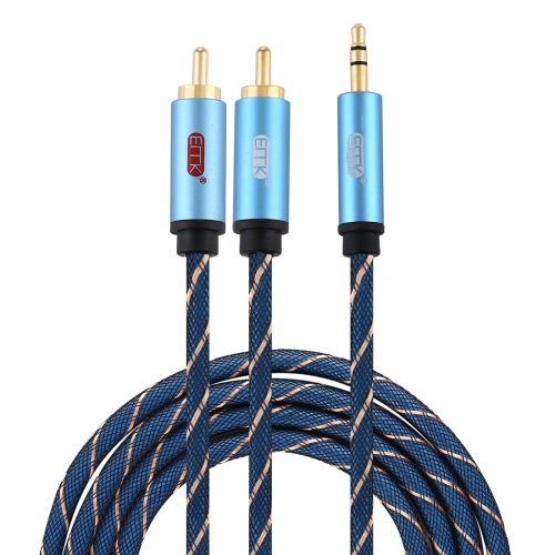 

EMK 3.5mm Jack Male to 2 x RCA Male Gold Plated Connector Speaker Audio Cable, Cable Length:2m(Dark Blue)