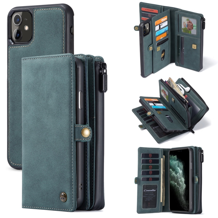 

For iPhone 11 CaseMe 018 Detachable Multi-functional Horizontal Flip Leather Case, with Card Slot & Holder & Zipper Wallet & Photo Frame(Blue)