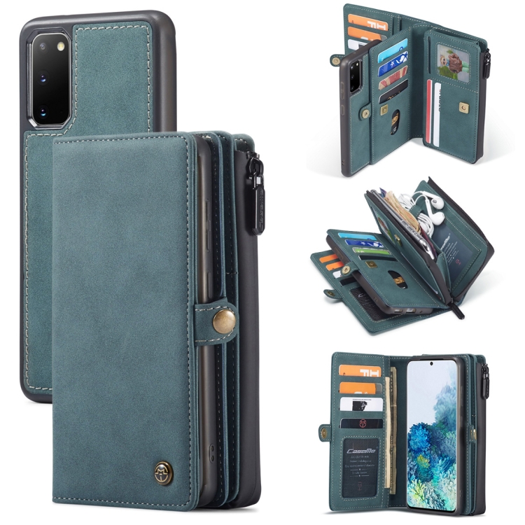 

For Samsung Galaxy S20 CaseMe 018 Detachable Multi-functional Horizontal Flip Leather Case, with Card Slot & Holder & Zipper Wallet & Photo Frame(Blue)