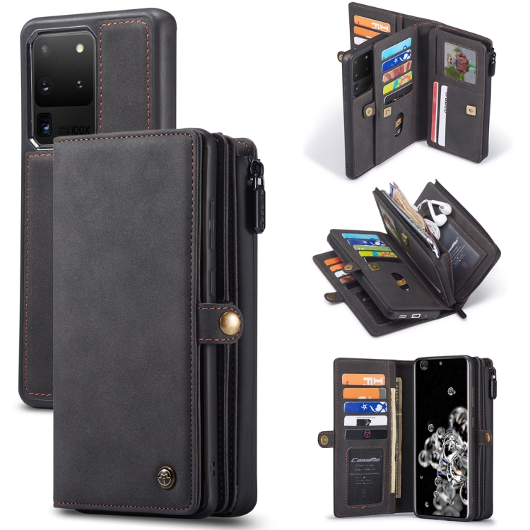 

For Samsung Galaxy S20 Ultra CaseMe 018 Detachable Multi-functional Horizontal Flip Leather Case, with Card Slot & Holder & Zipper Wallet & Photo Frame(Black)