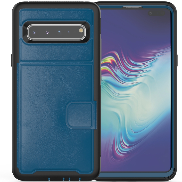 

For Samsung Galaxy S10e Shockproof PC + TPU + PU Leather Protective Case with Holder & Card Slot & Wallet(Blue)